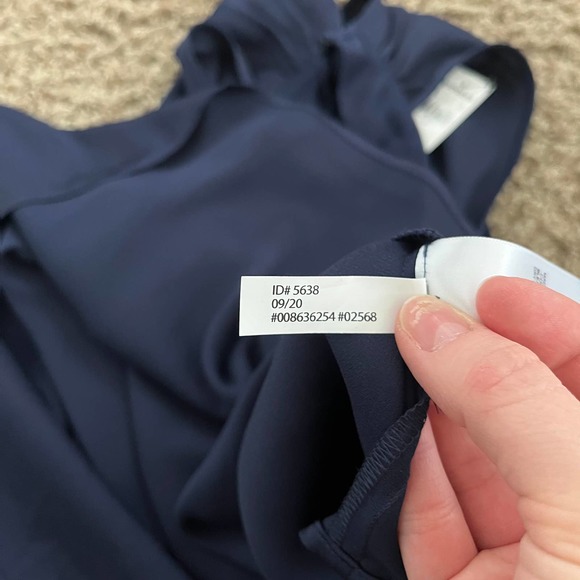 NWOT Express Halter Top Blouse Women's Size XL Blue Satin Drape 100% Polyester - Picture 7 of 7